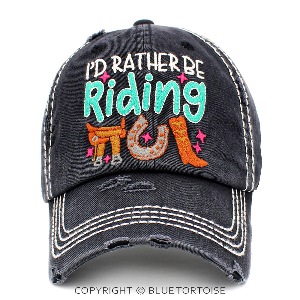 "I'd Rather Be Riding" Washed Vintage Ballcap