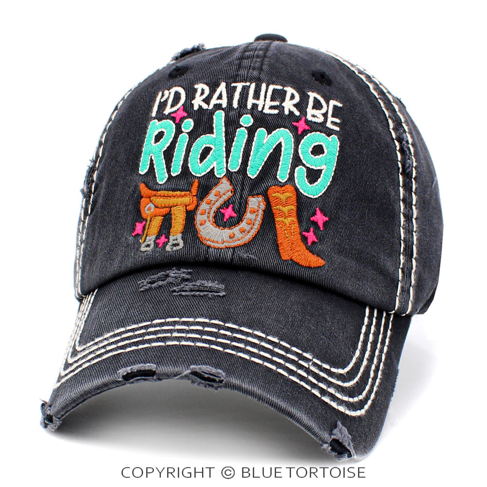 "I'd Rather Be Riding" Washed Vintage Ballcap - Image 2