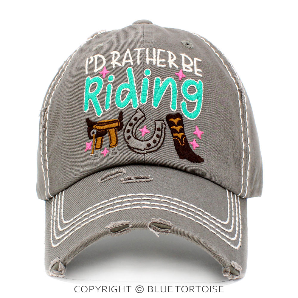 "I'd Rather Be Riding" Washed Vintage Ballcap