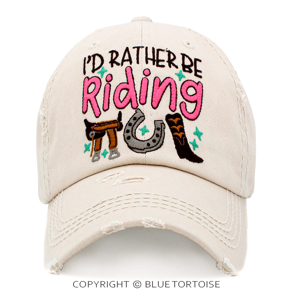 "I'd Rather Be Riding" Washed Vintage Ballcap