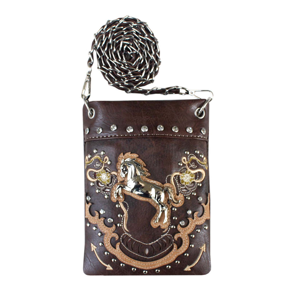 Western Running Horse Faux Leather Crossbody Bag