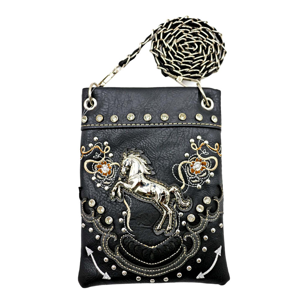 Western Running Horse Faux Leather Crossbody Bag