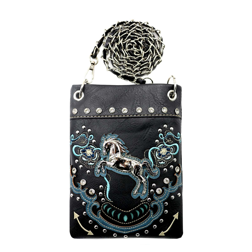 Western Running Horse Faux Leather Crossbody Bag