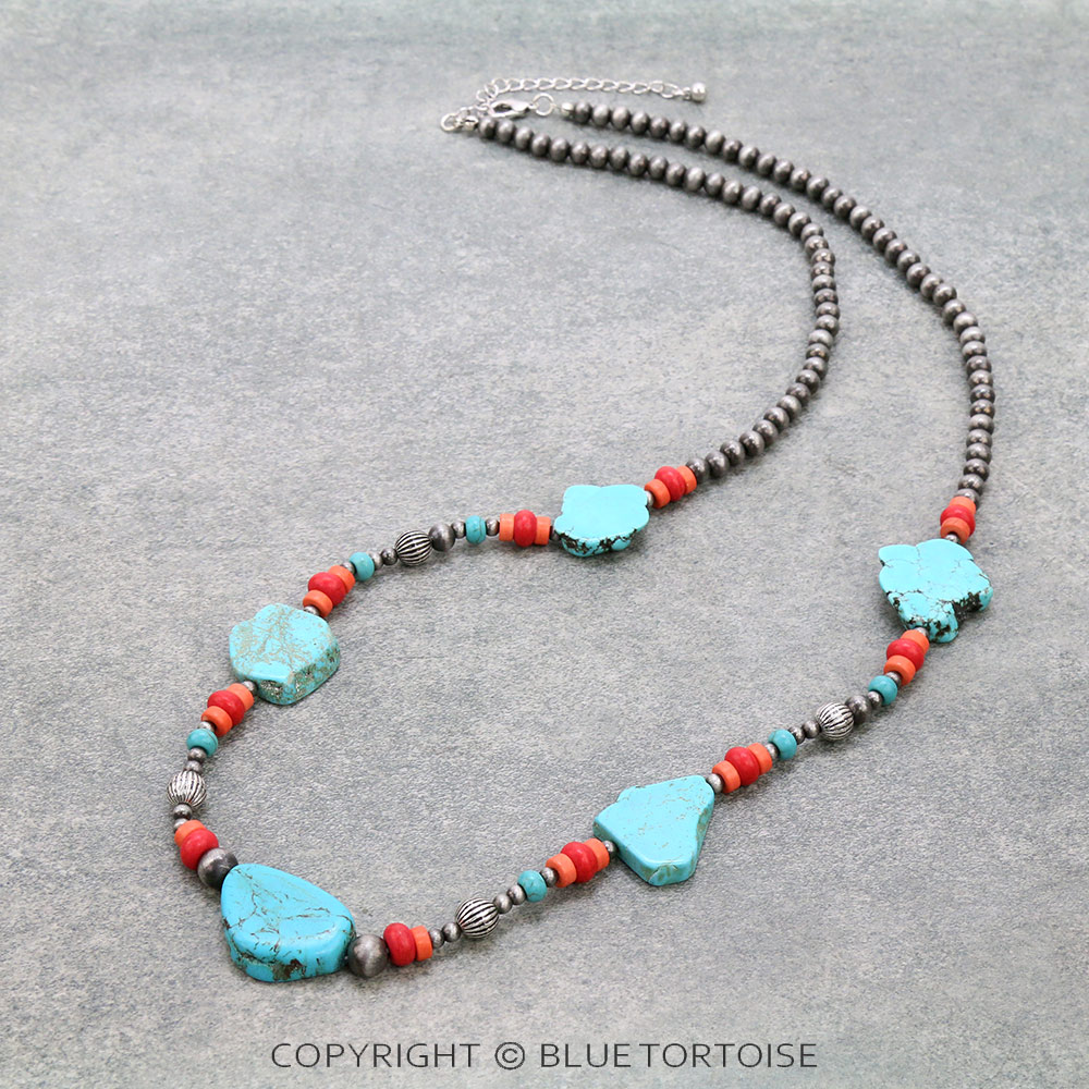 Navajo Style Pearl with Stone Necklace