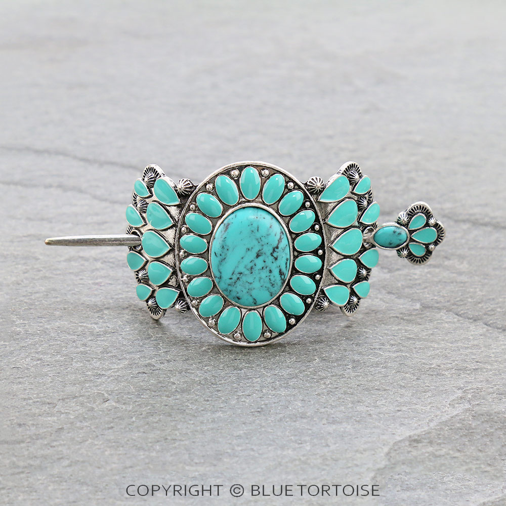 Western Epoxy Concho Stone Stick Barrette