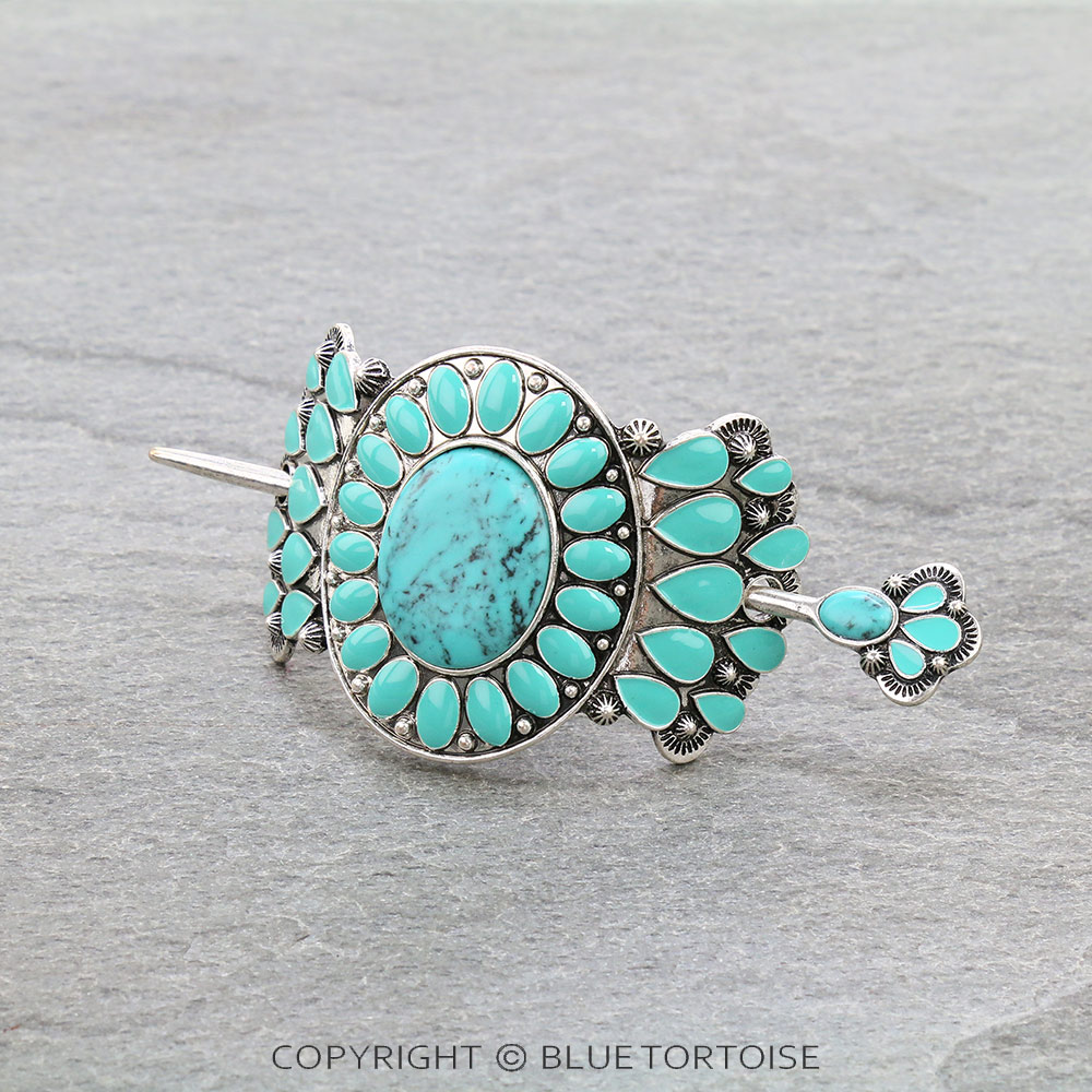 Western Epoxy Concho Stone Stick Barrette - Image 2