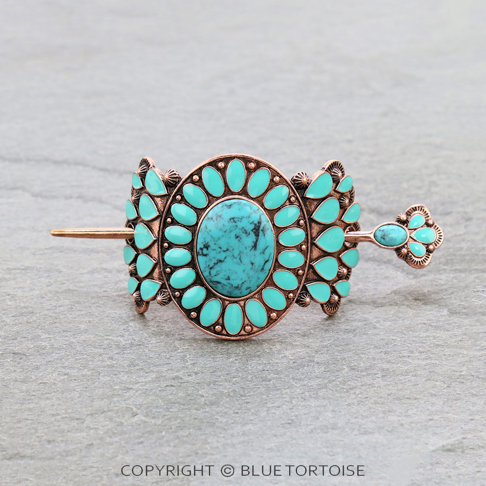 Western Epoxy Concho Stone Stick Barrette