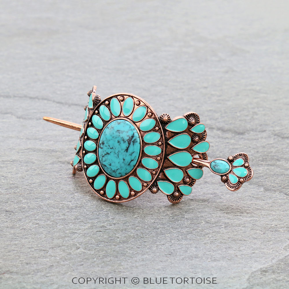 Western Epoxy Concho Stone Stick Barrette - Image 2