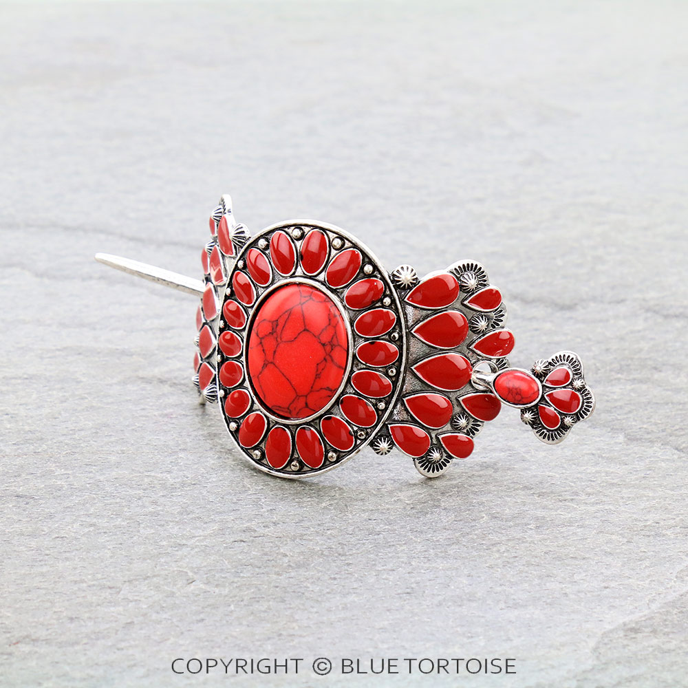 Western Epoxy Concho Stone Stick Barrette - Image 2