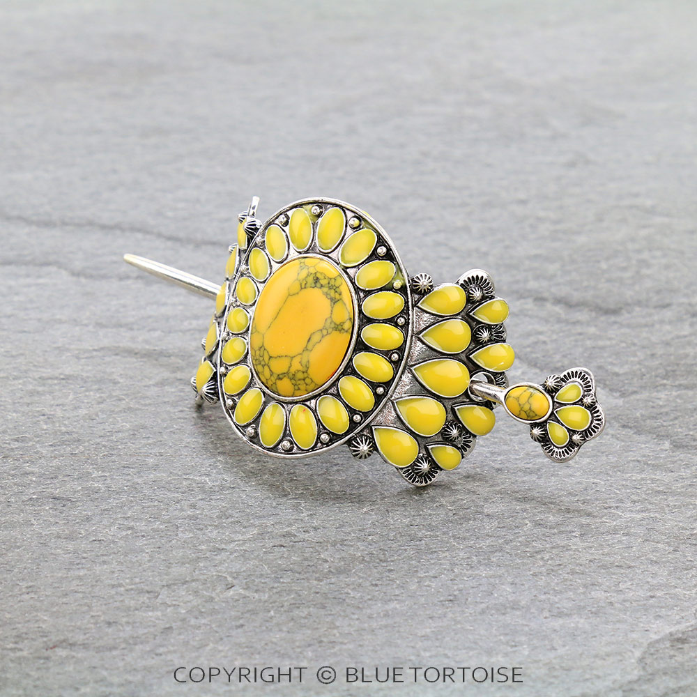 Western Epoxy Concho Stone Stick Barrette - Image 2