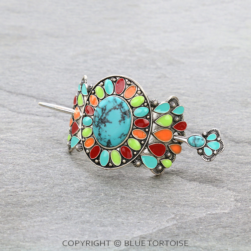 Western Epoxy Concho Stone Stick Barrette - Image 2