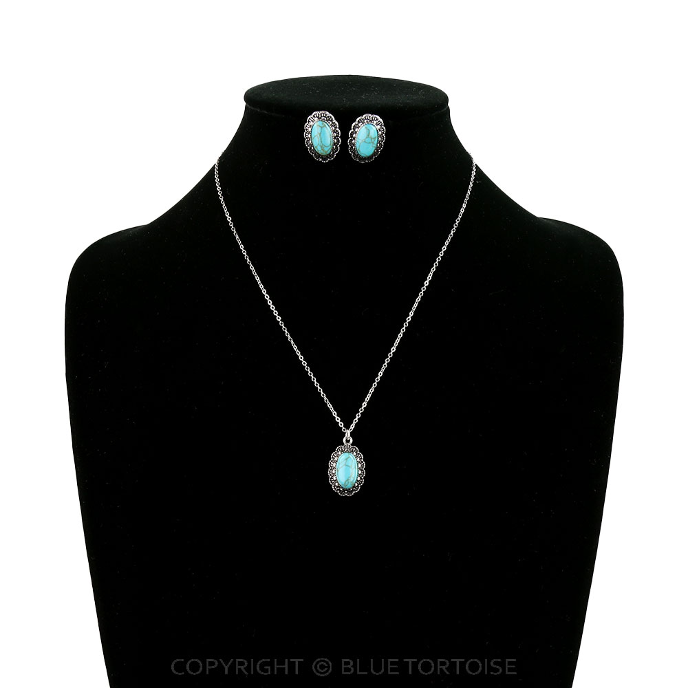 Western Concho Stone Necklace Set - Image 2