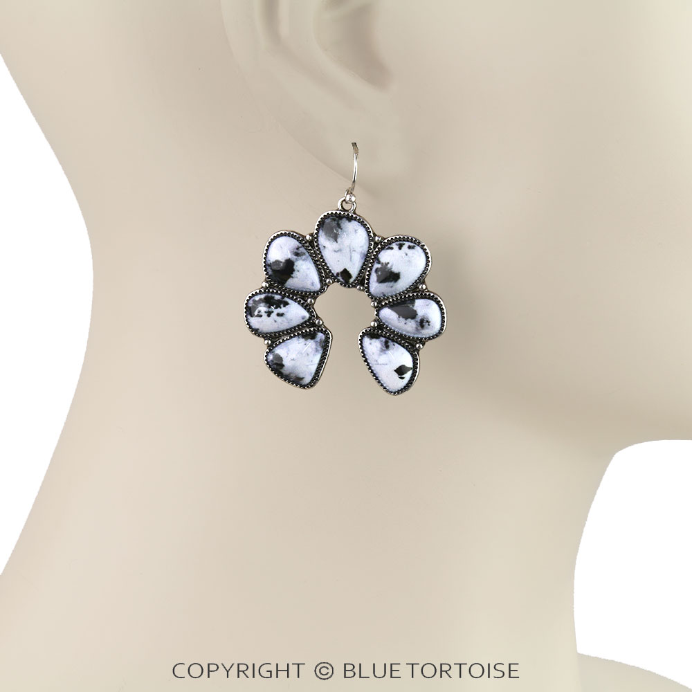 Western Squash Blossom Print Dangle Earrings - Image 2