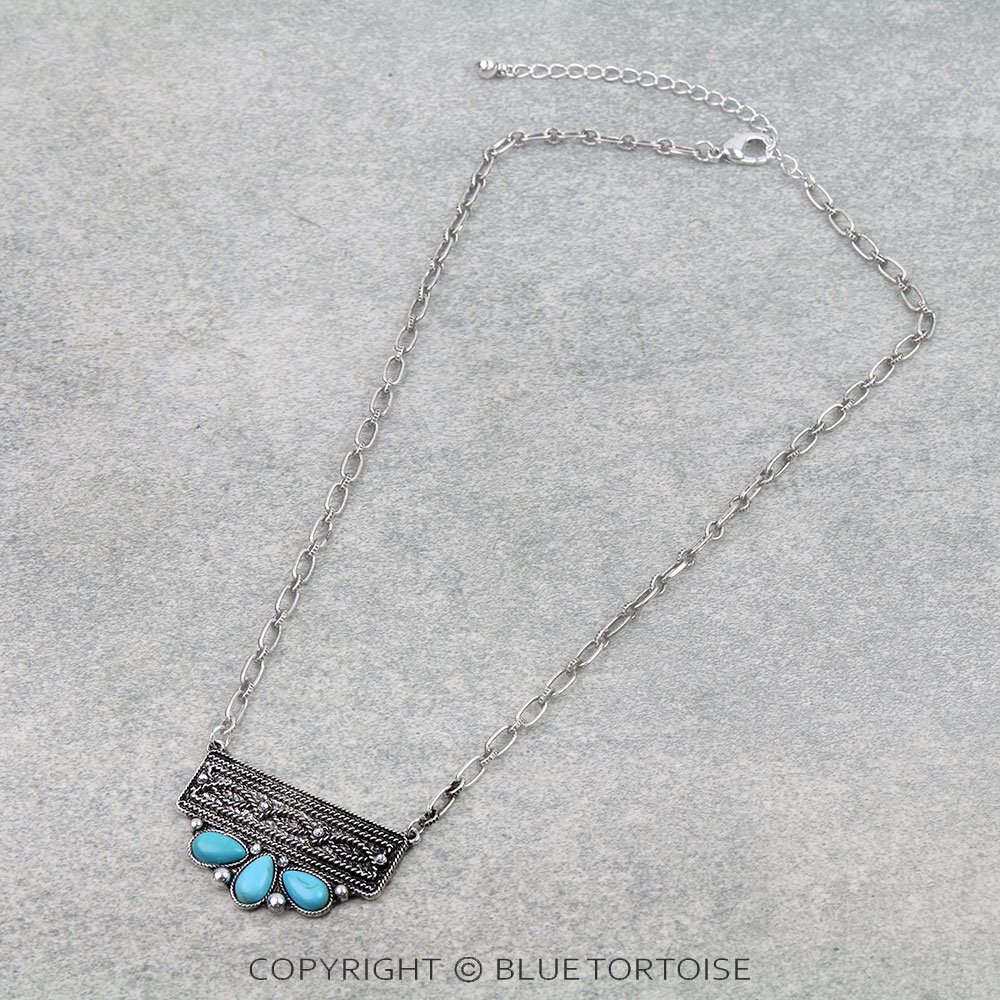 Western Boot Stitch Stone Necklace