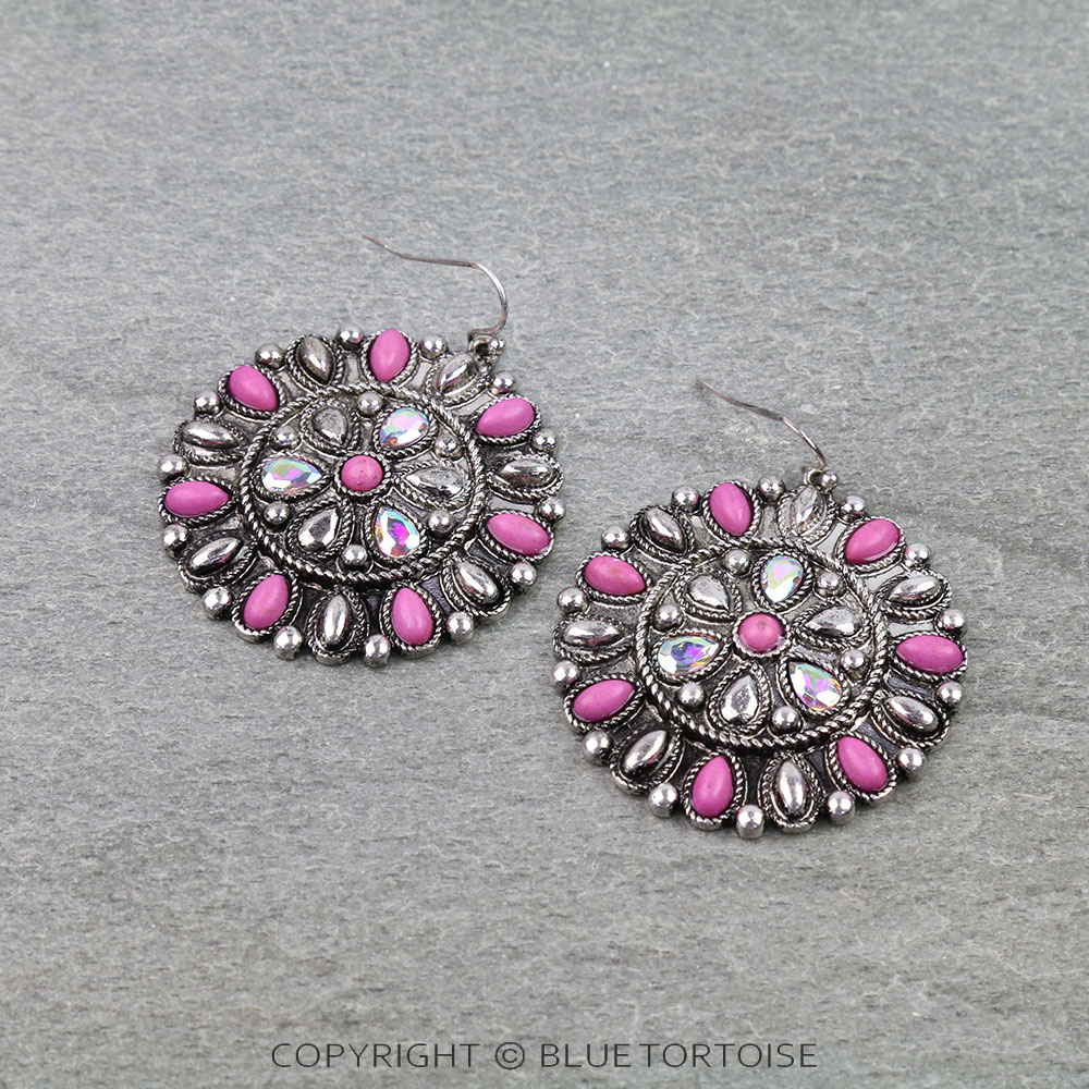 Western Concho Dangle Earrings