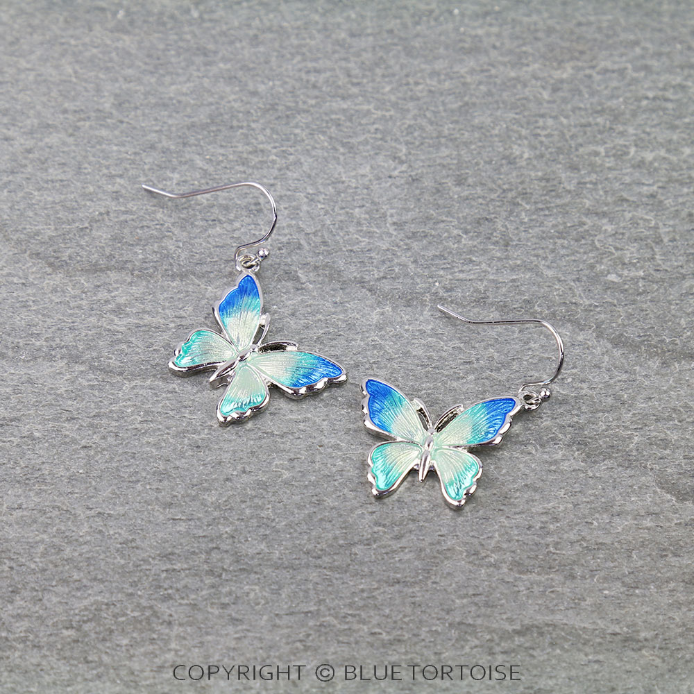 Garden Epoxy Butterfly Dangle Earrings
