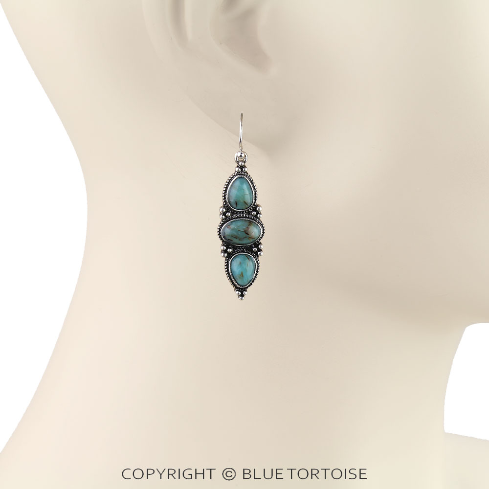 Western Hand Stone Dangle Earrings - Image 2