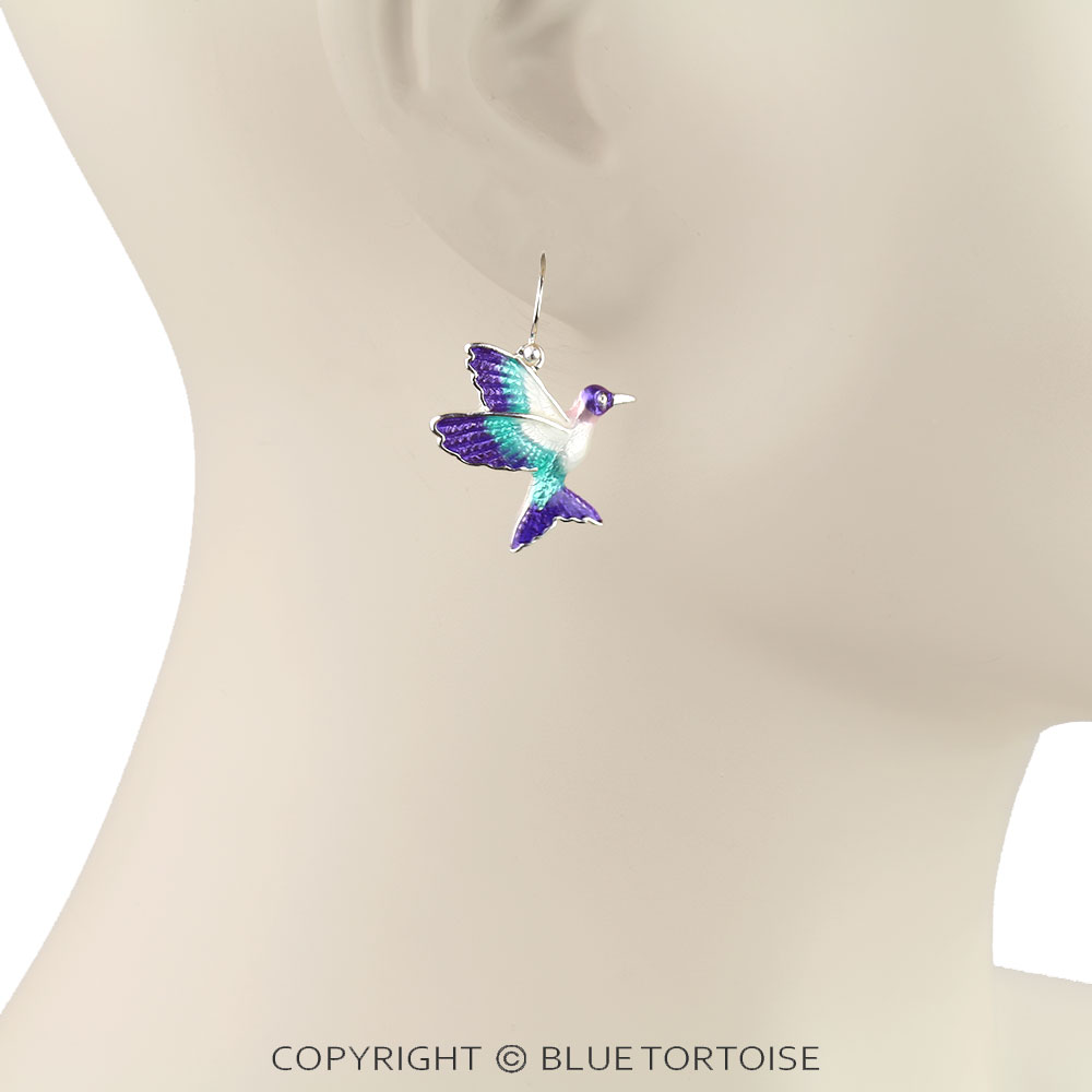 Garden Epoxy Hummingbird Dangle Earrings - Image 2
