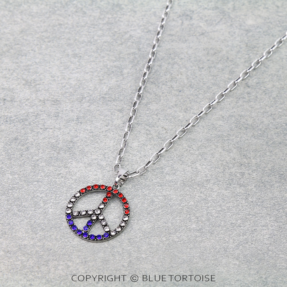 Small USA Peace Sign Necklace - Image 3