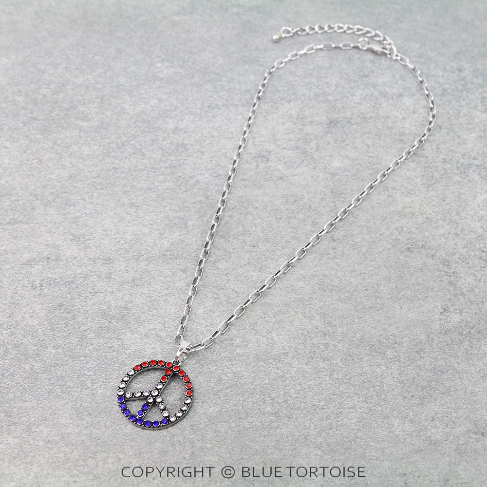 Small USA Peace Sign Necklace