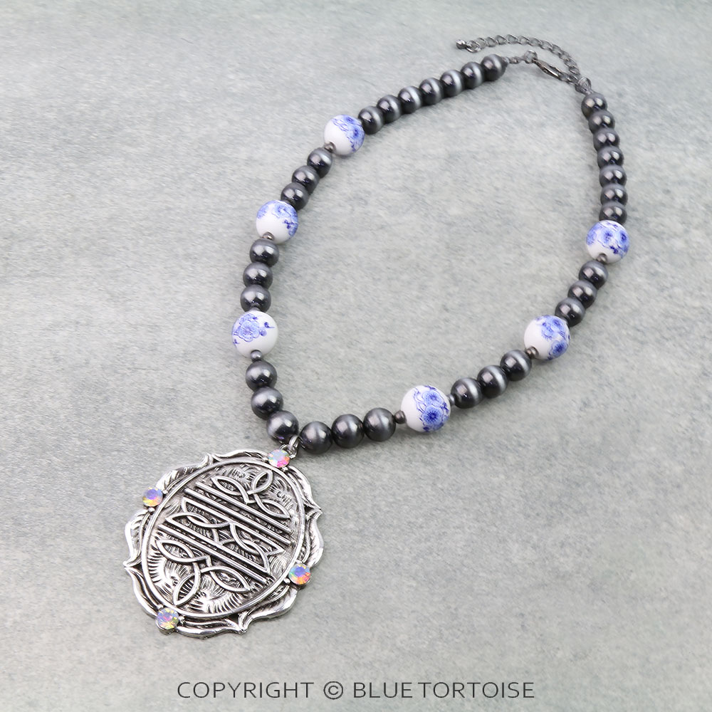 Western Boot Stitch Navajo Style Ceramic Necklace