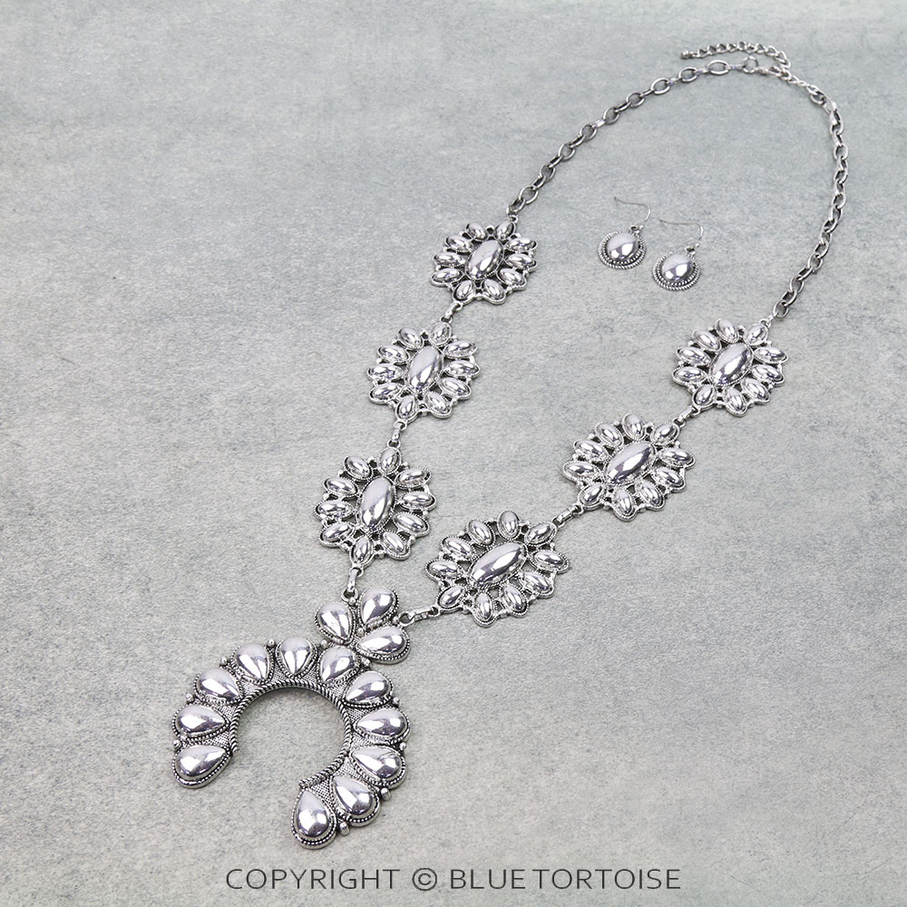 Western Metal Squash Blossom Necklace Set