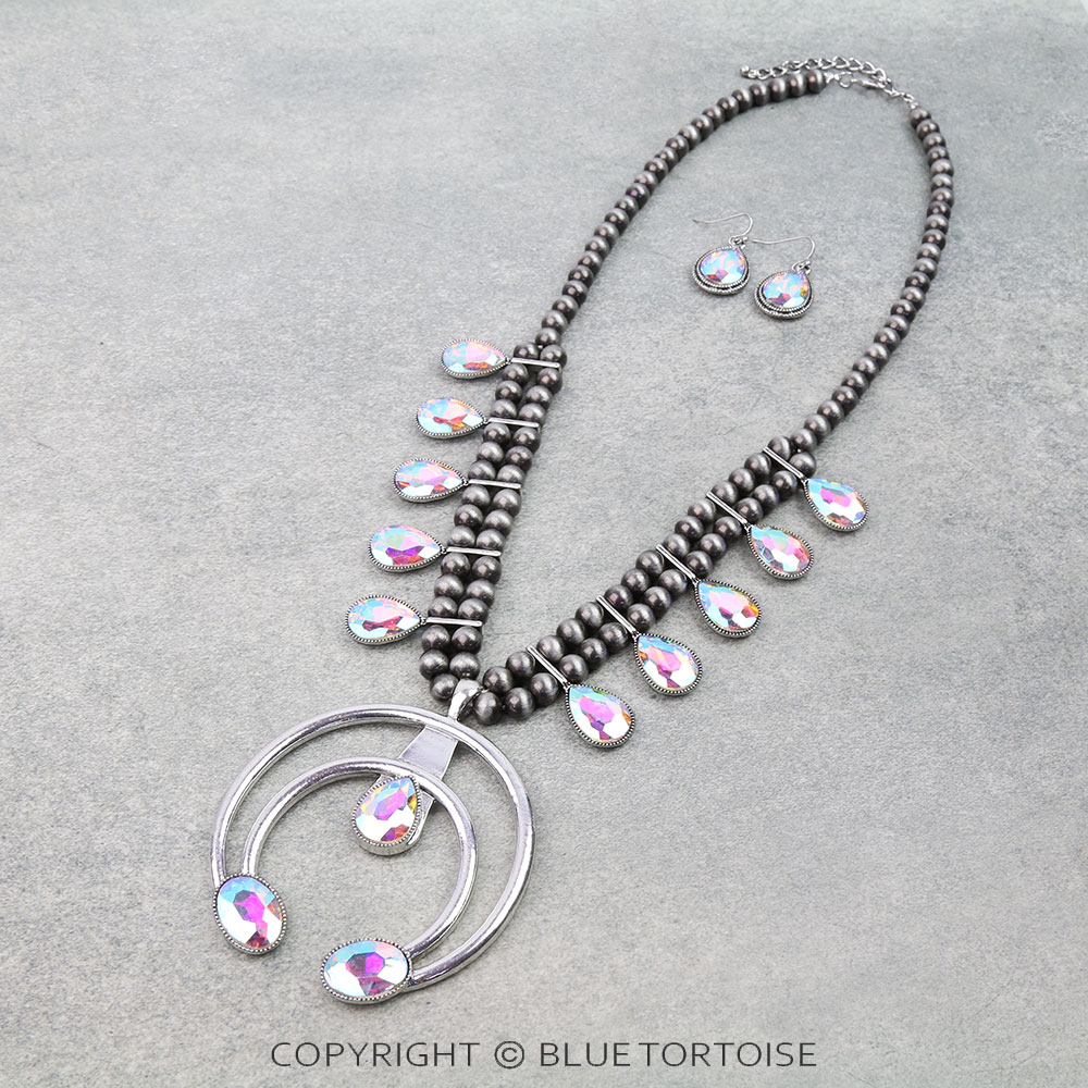 Western AB Squash Blossom Necklace Set