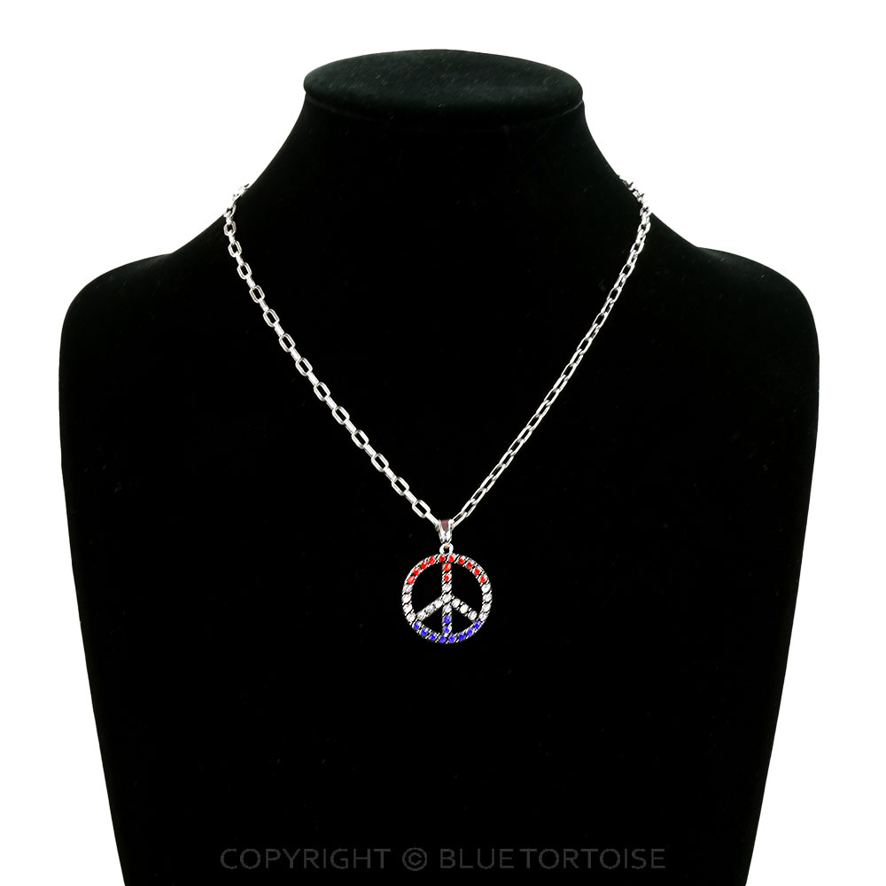 Small USA Peace Sign Necklace - Image 2