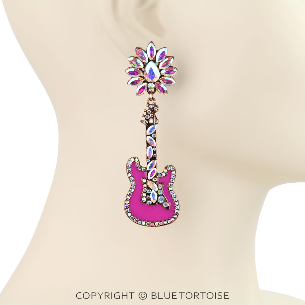 Western Enamel Guitar Stud Earrings - Image 2