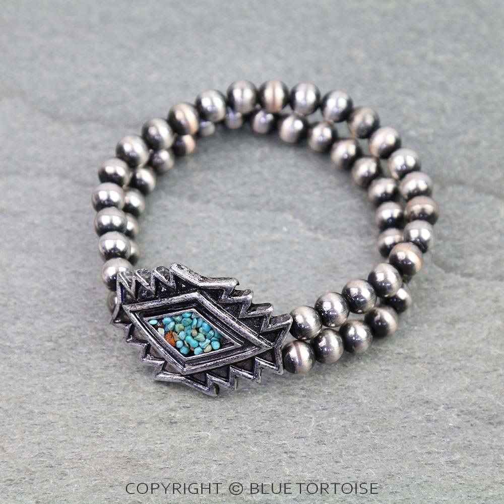 Western Aztec Chip Stone Stretch Bracelet