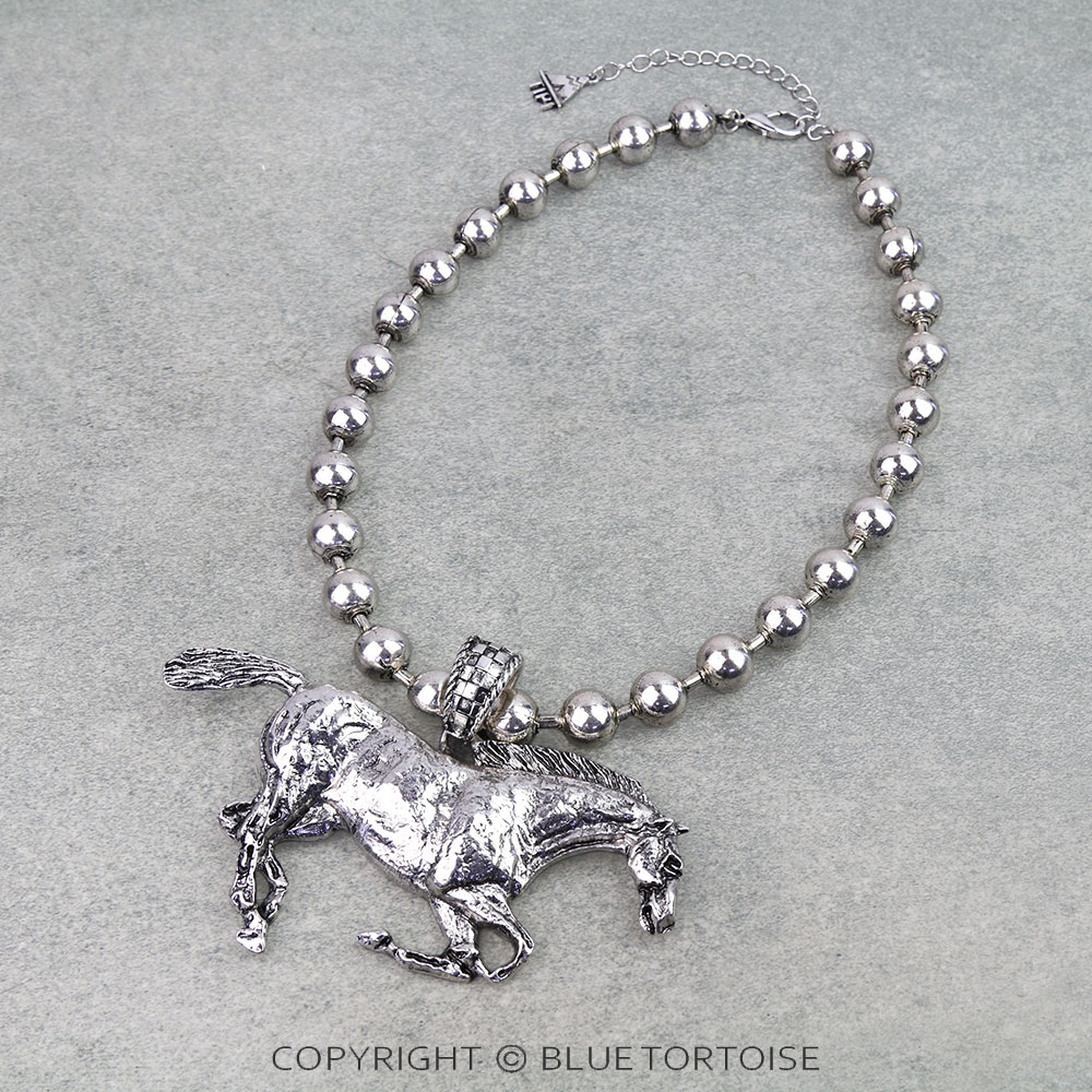 Western Running Horse Pendant Necklace