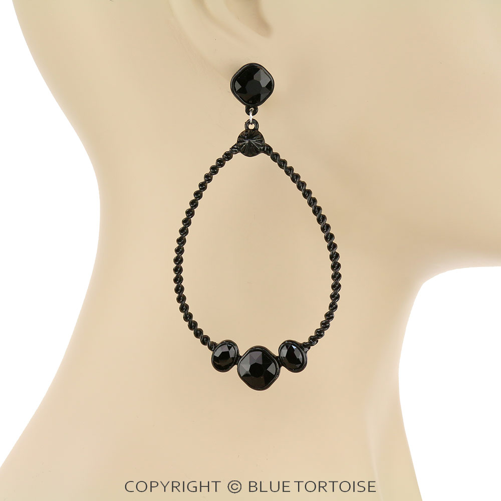 Glass Stone Teardrop Stud Earrings - Image 2