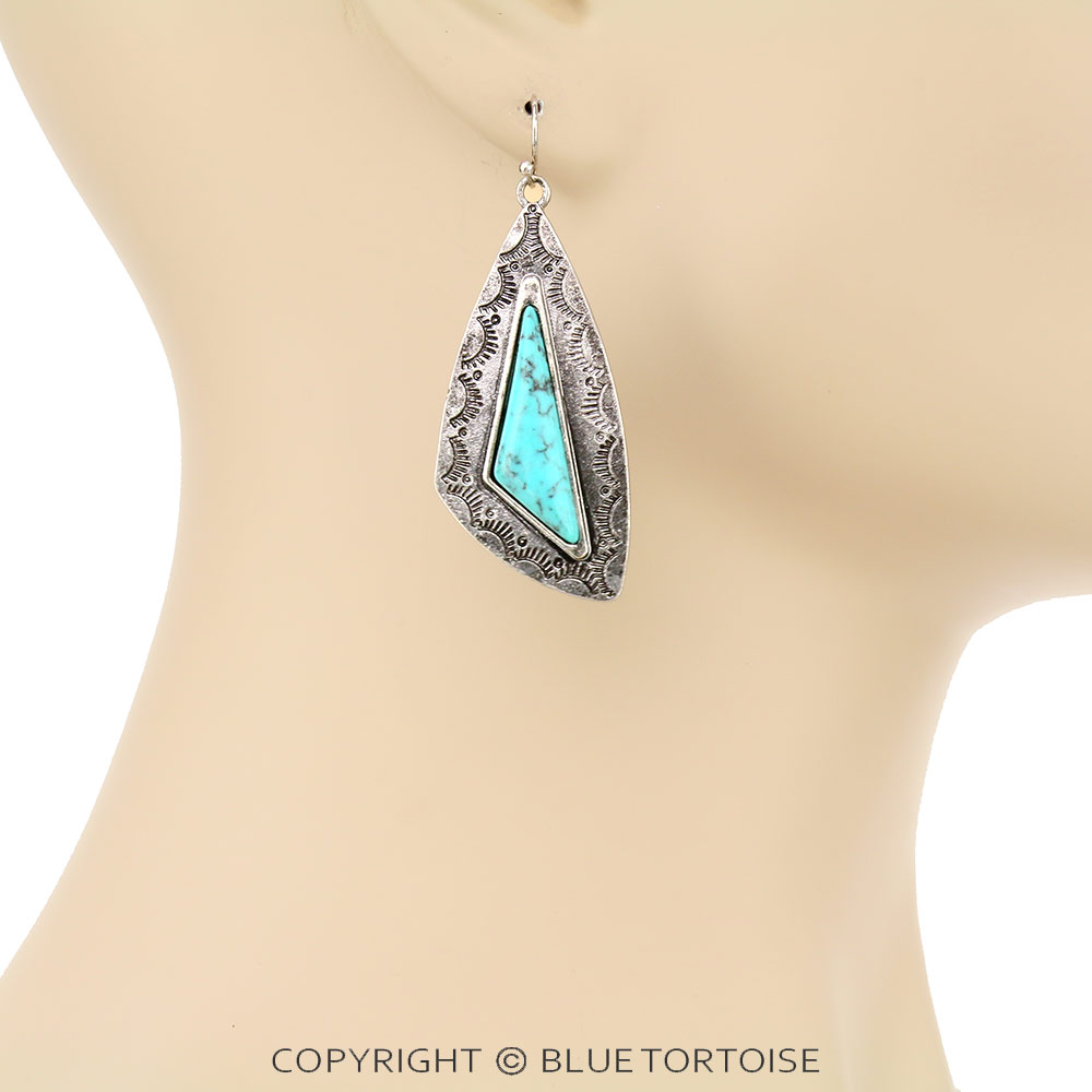 Western Style Stone Dangle Earrings - Image 2