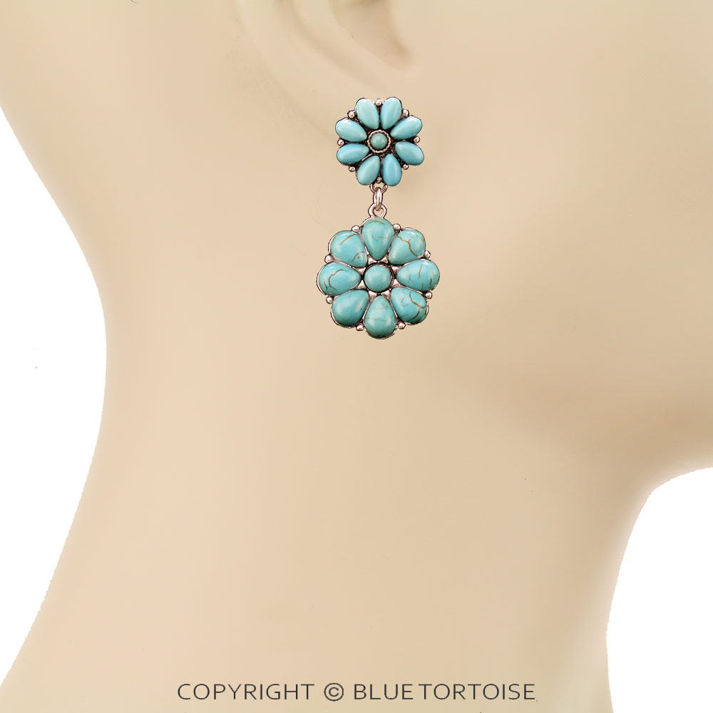 Western Concho Stone Clip On Earrings - Image 2