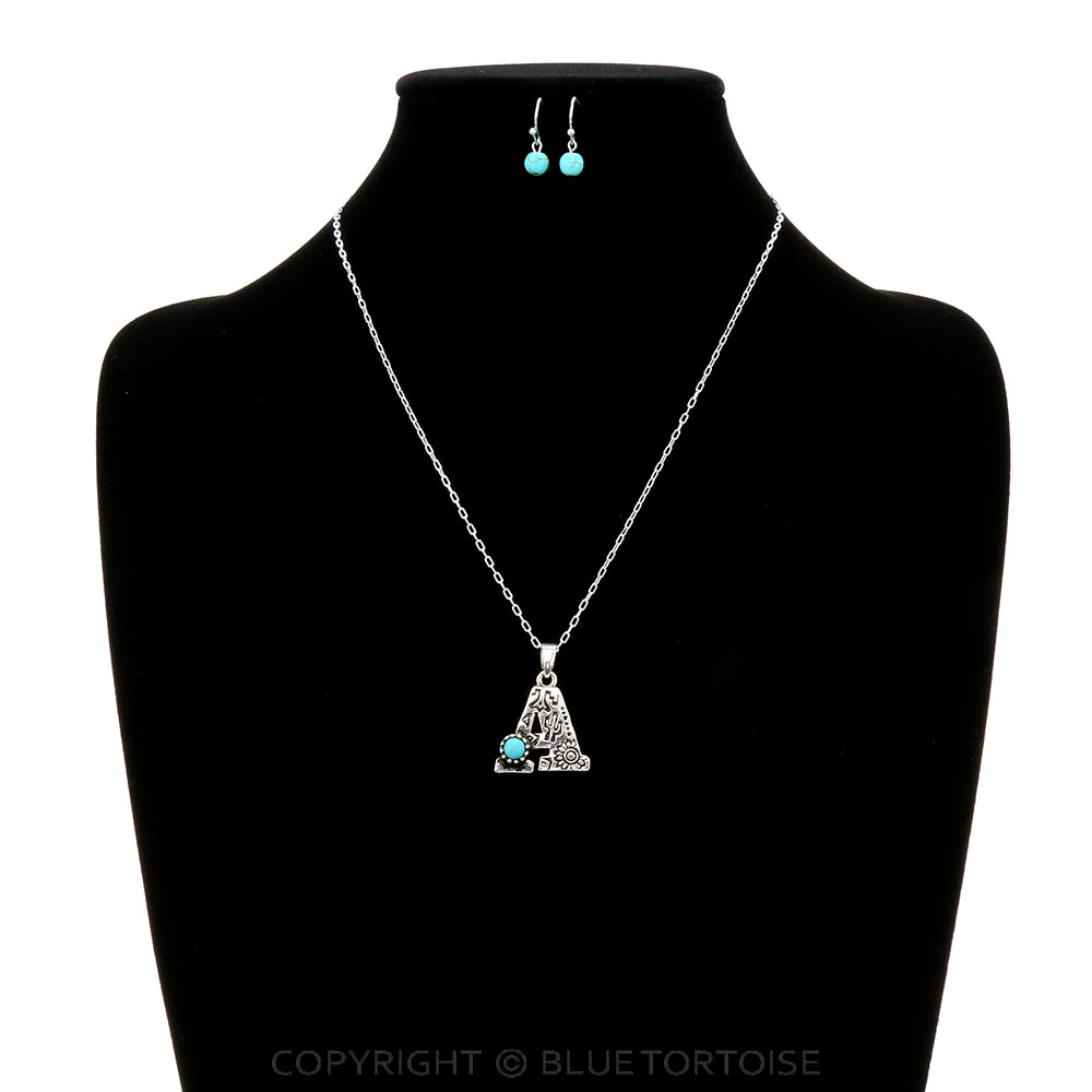 Western Initial "N" Pendant Necklace Set - Image 2