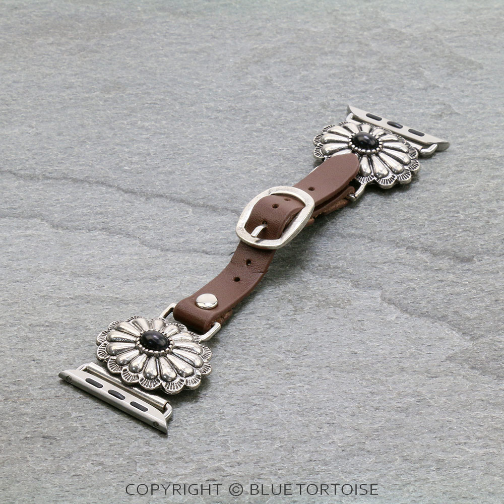 Large Western Concho Apple Watch Leather Band