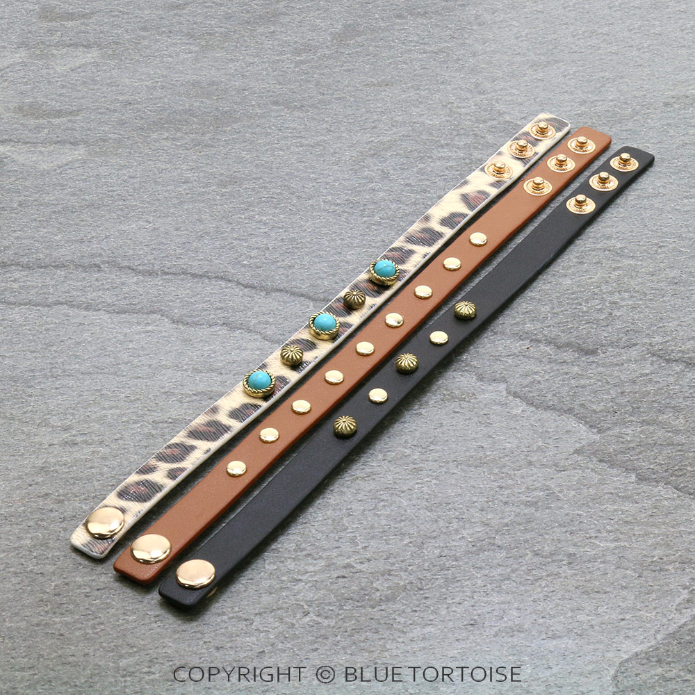 3pcs Synthetic Leather Snap Button Bracelet - Image 3