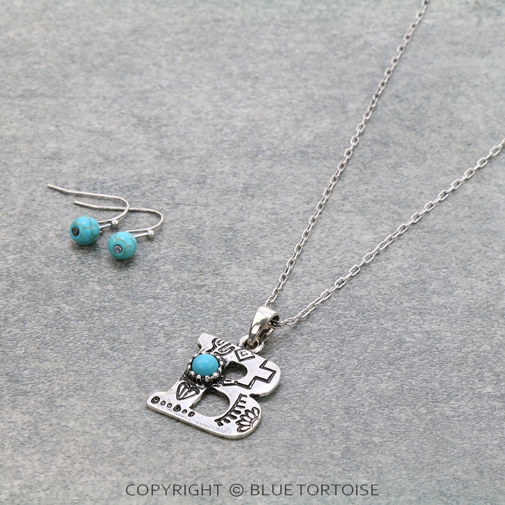 Western Initial "B" Pendant Necklace Set