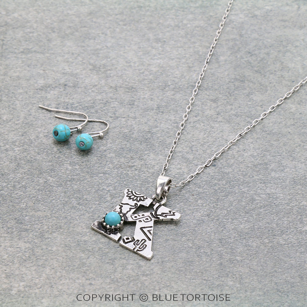 Western Initial "K" Pendant Necklace Set
