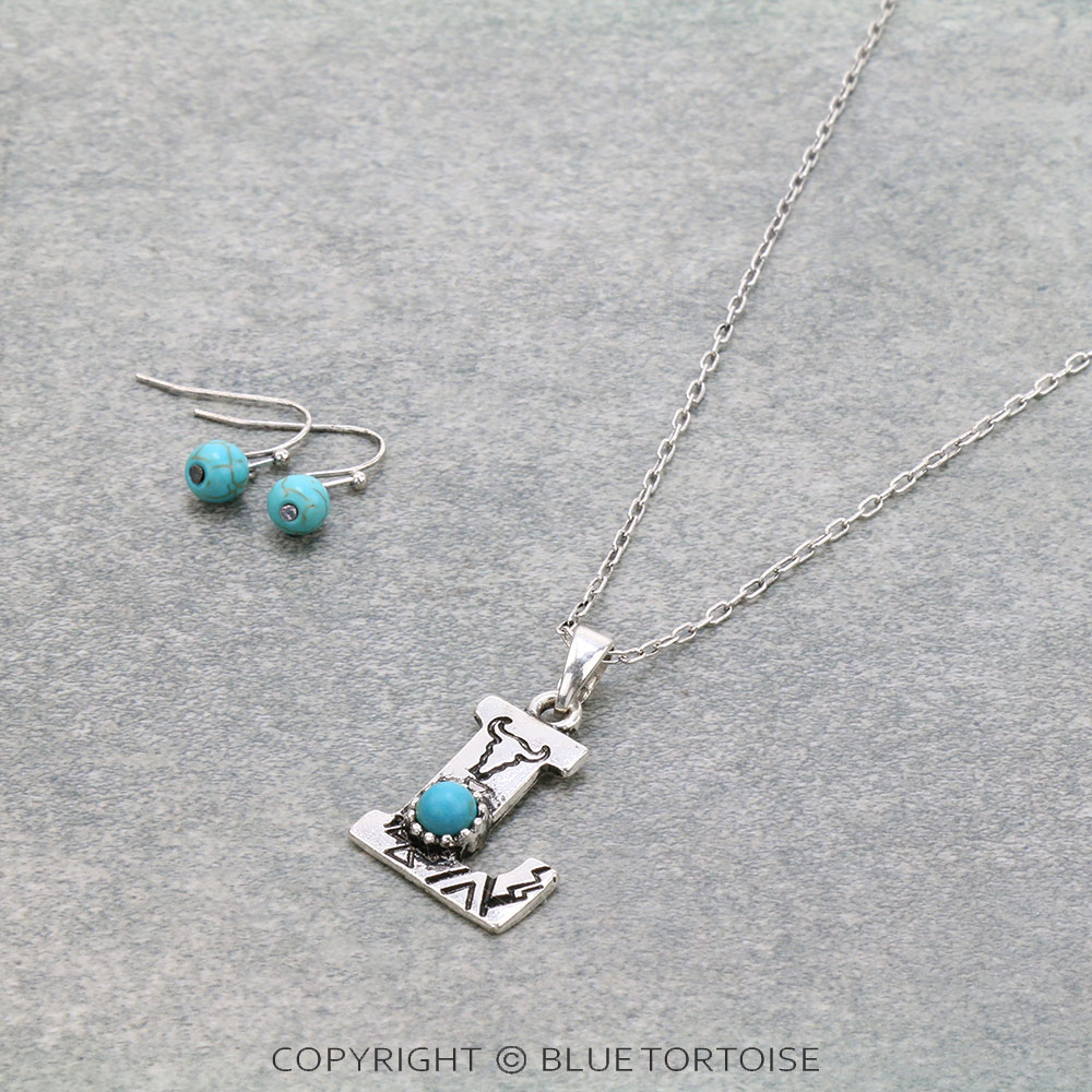 Western Initial "L" Pendant Necklace Set