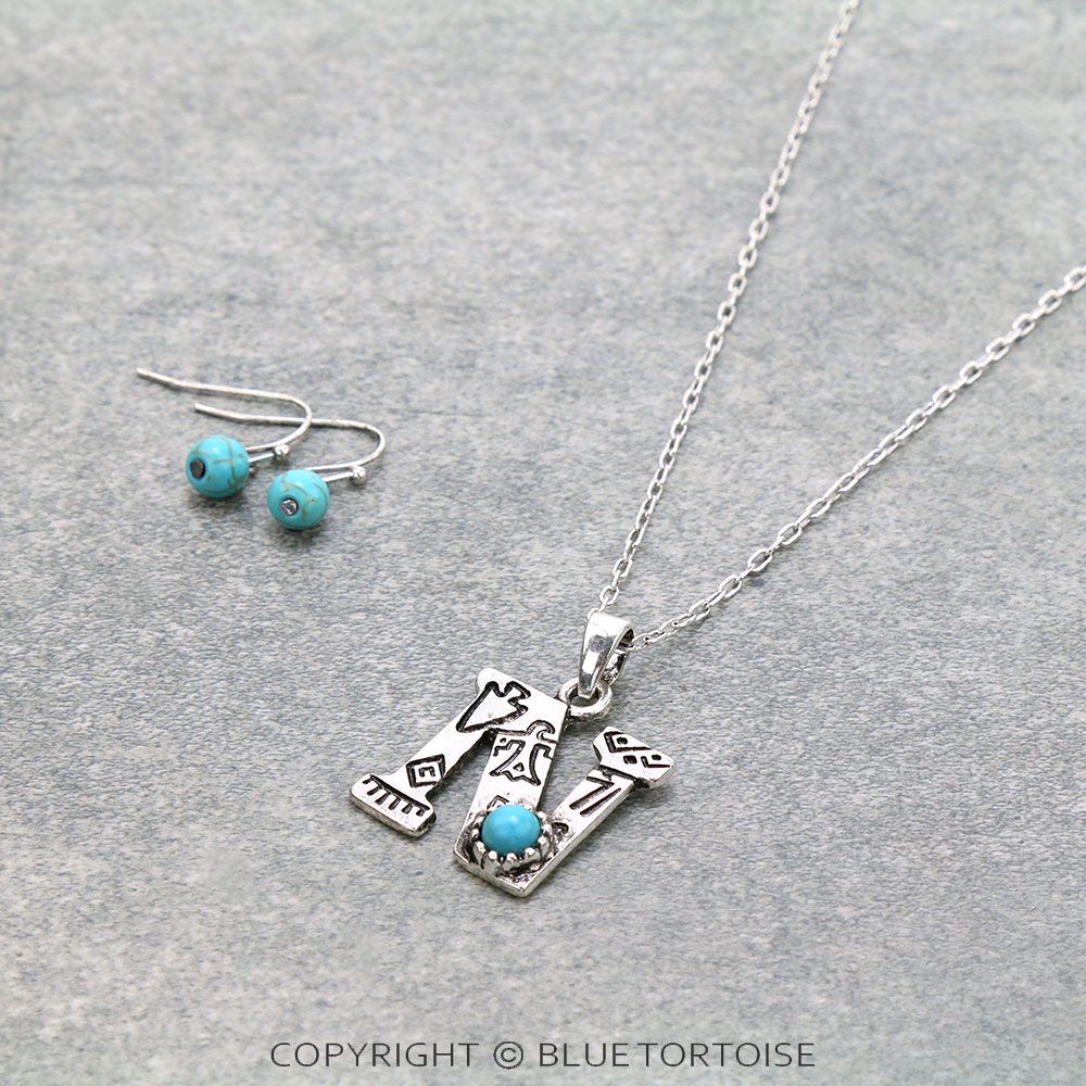 Western Initial "N" Pendant Necklace Set
