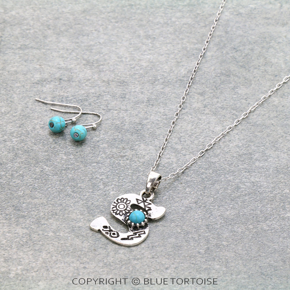 Western Initial "S" Pendant Necklace Set