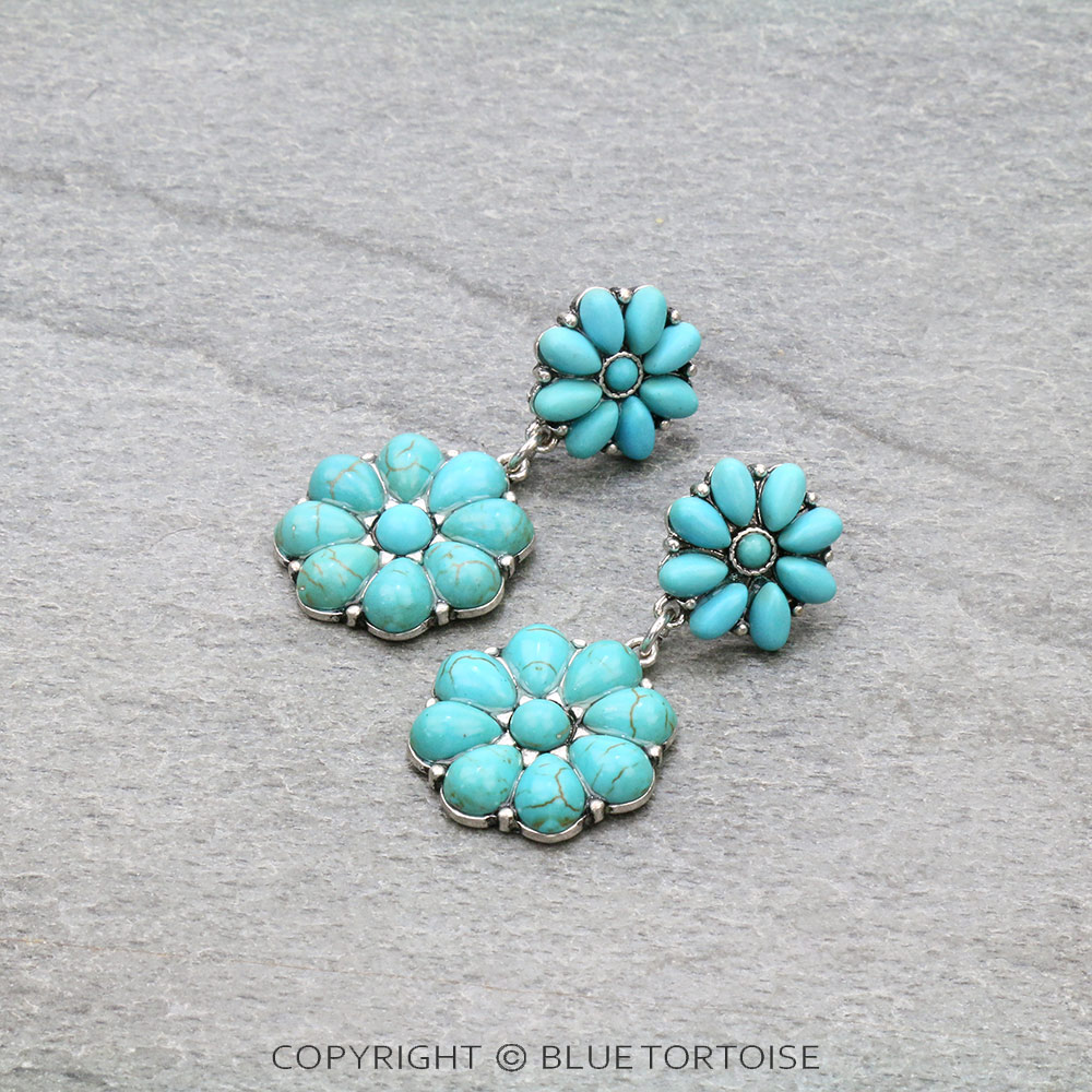 Western Concho Stone Clip On Earrings