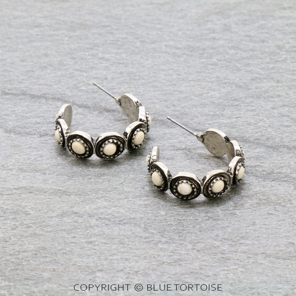 Western Stone Hoop Earrings