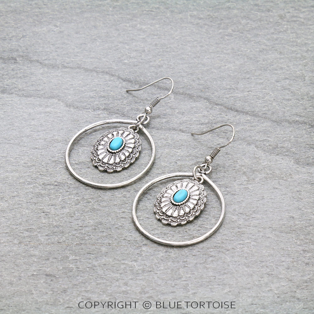 Western Concho Dangle Earrings
