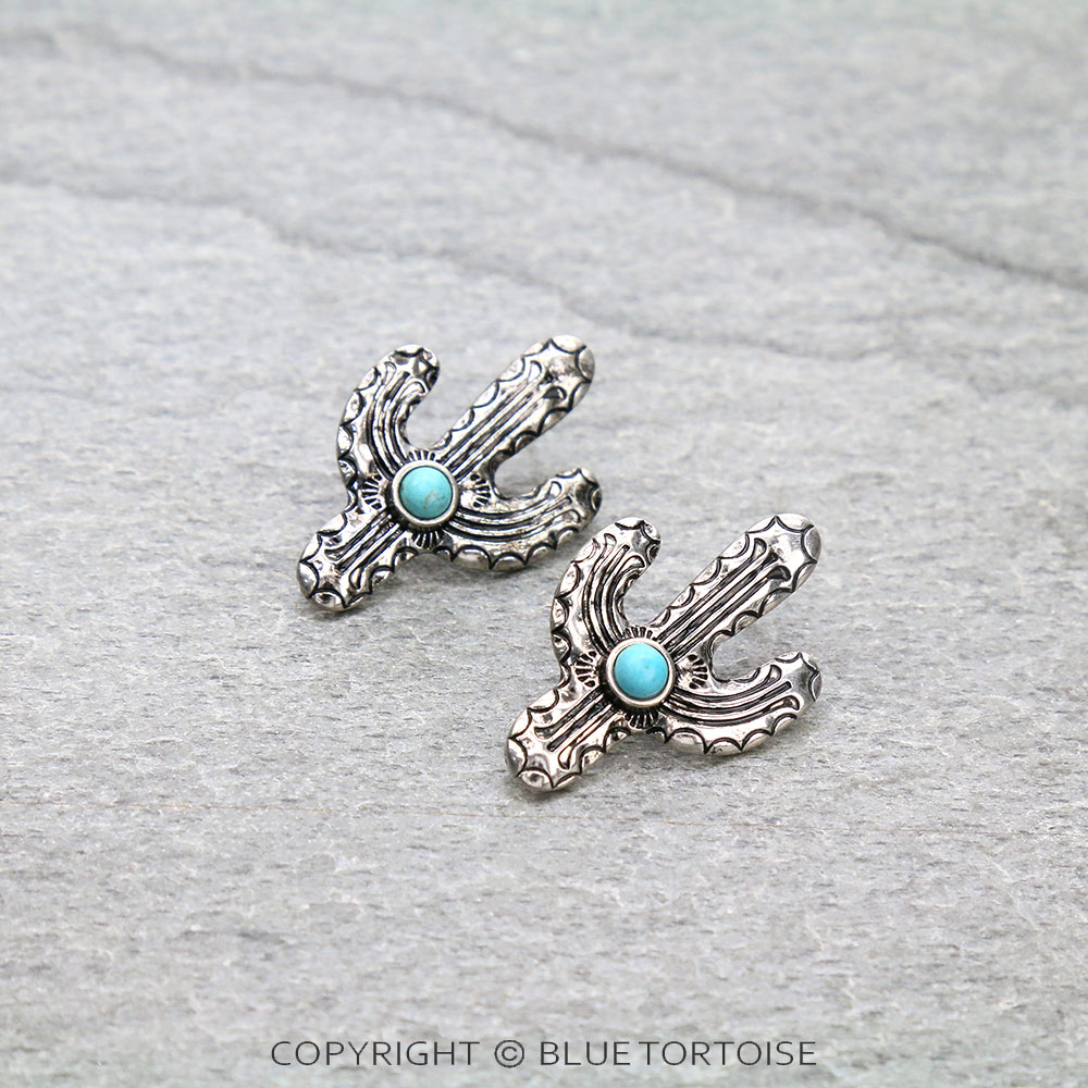 Western Cactus Stud Earrings