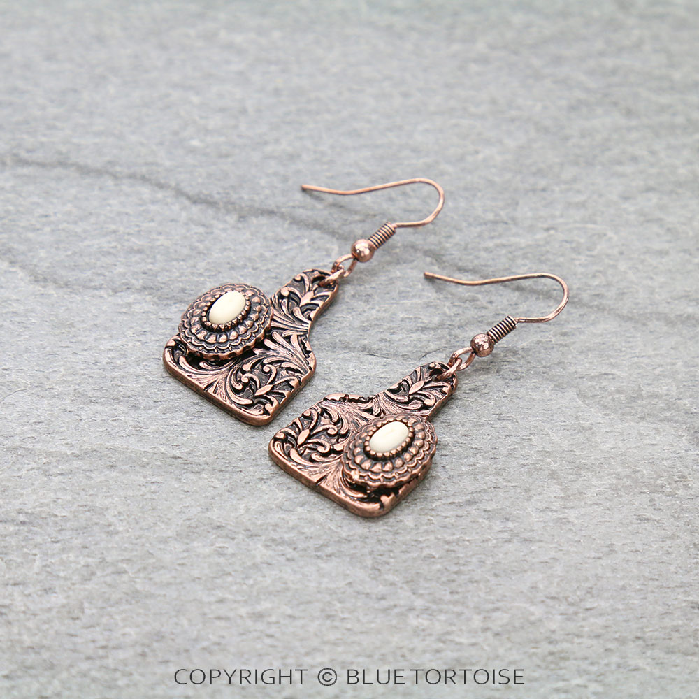 Mini Cattle Tag Concho Dangle Earrings