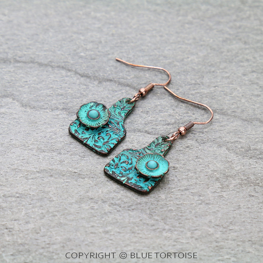 Mini Cattle Tag Flower Dangle Earrings