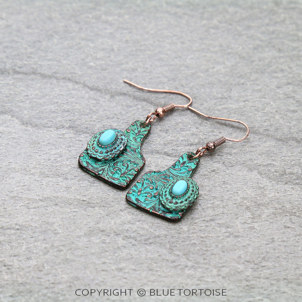 Mini Cattle Tag Concho Dangle Earrings