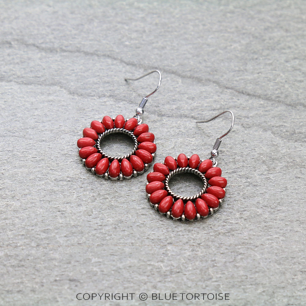 Western Round Stone Dangle Earrings